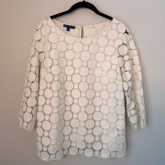 RSVP by Talbots Corded Lace Blouse Cream Fully Lined Classic Elegance EUC Large - Picture 2 of 11